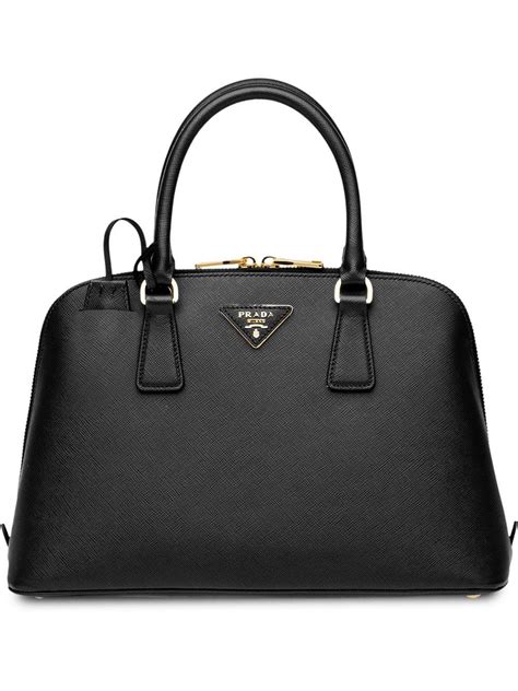 prada handle promenade large saffiano leather black|Prada Promenade Saffiano Leather Bag.